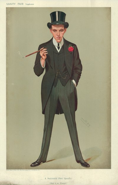 Mr F E Smith, Un primo discorso di successo, Moab è il mio lavatoio, 16 gennaio 1907, caricatura di Vanity Fair da Leslie Matthew Ward